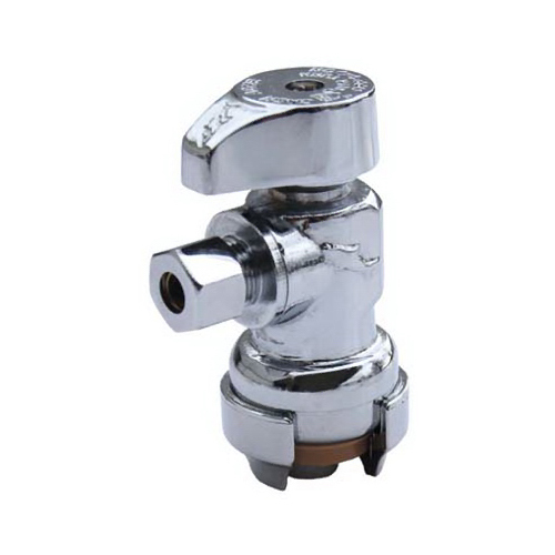 Stop Valve, 1/2 x 1/4 in Connection, Compression, 200 psi Pressure, Brass Body