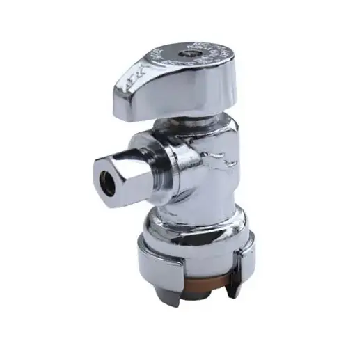Stop Valve, 1/2 x 1/4 in Connection, Compression, 200 psi Pressure, Brass Body Chrome