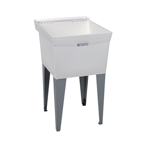 ELM 19F UTILATUB Series Laundry Tub, 18 gal Capacity, 2-Deck Hole, 24 in OAW, 24 in OAD, 20 in OAH, Thermoplastic