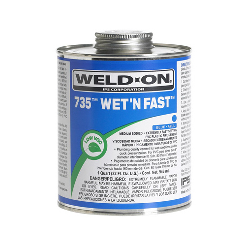 Weld-On 12495 32 oz. Wet N Fast PVC 735 Cement in Blue
