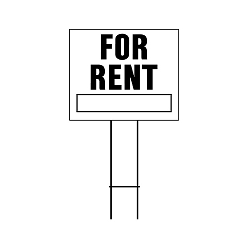 HyKo LFR4XCP5 Lawn Sign, Rectangular, FOR RENT, Black Legend, White
