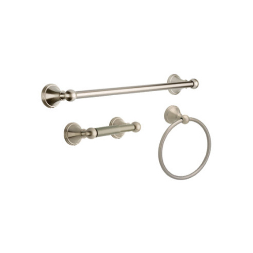 Delta 138295 Crestfield Bath Hardware Set with Towel Ring Toilet Paper Holder and 24 in. Towel Bar in Brushed Nickel