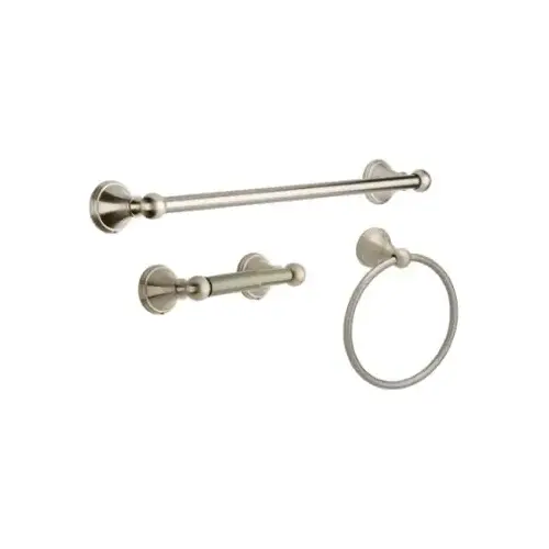 Crestfield Bath Hardware Set with Towel Ring Toilet Paper Holder and 24 in. Towel Bar in Brushed Nickel