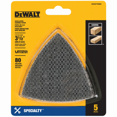 DEWALT DWASPTRIM80 Mesh Sandpaper, 80 Grit, Medium, Silicone Carbide Abrasive, 3-3/4 in L - pack of 5