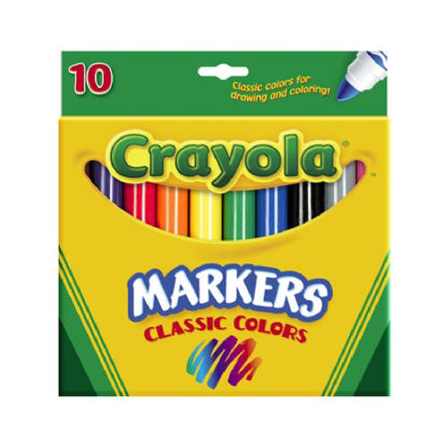 CRAYOLA 58-7722-XCP6 Broad Tip Coloring Markers, 10-Ct. - pack of 6