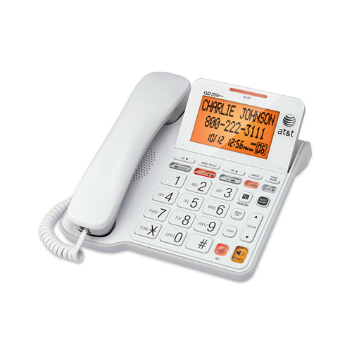 Phone Answering System With Large Display, Corded, White