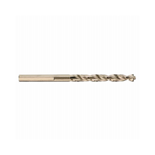 Drill Bit, 21/64 in Dia, 4-5/8 in OAL, Spiral Flute, 3-Flat Shank Gold Ferrous Oxide