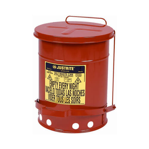 JUSTRITE MFG CO 9100 6GAL RED Oily Waste Can