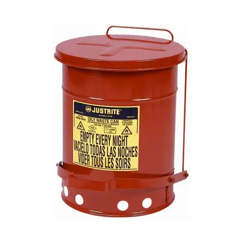 JUSTRITE MFG CO 9100 6GAL RED Oily Waste Can