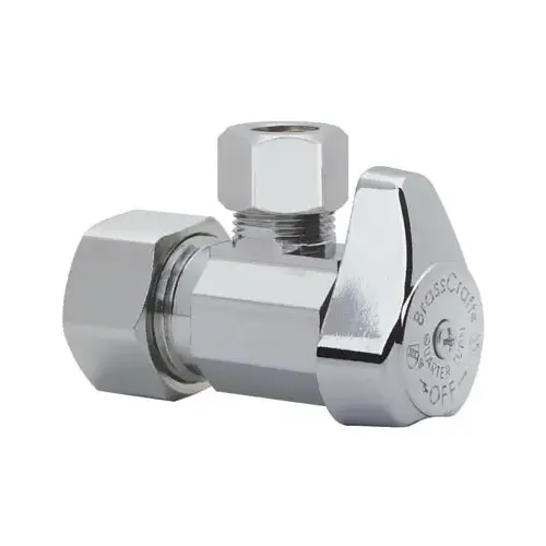 Angle Stop Valve 1/2" Compression T X 3/8" S Compression Brass Chrome
