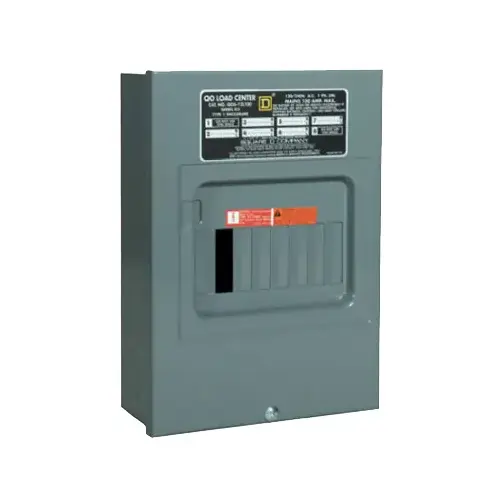 QO Load Center, 100 A, 6 -Space, 12 -Circuit, Main Lug, NEMA 1 Enclosure, Plug Mounting Gray