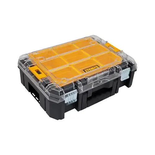 Tool Organizer with Clear Lid, 17.16 in W, 5.65 in H, Plastic, Black