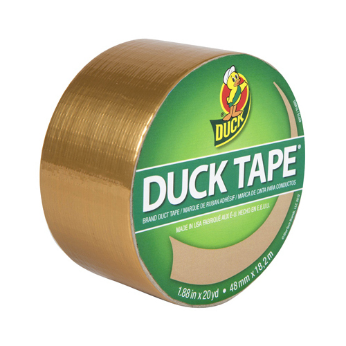 Duct Tape, 10 yd L, 1.88 in W, Vinyl Backing, Gold