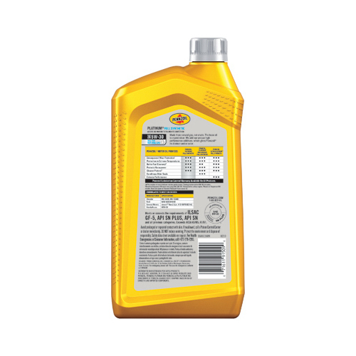 PENNZOIL 550022689-XCP6 Platinum Full Synthetic Motor Oil, 5W-30, 1 qt - pack of 6