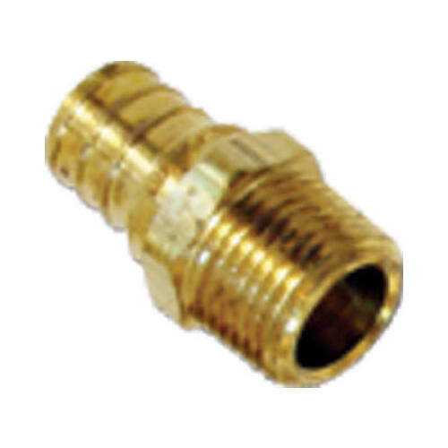 Pipe Connector, 3/4 x 1/2 in, Barb x MNPT, Brass, 160 psi Pressure