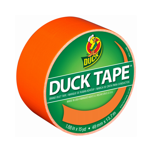 Duct Tape, 15 yd L, 1.88 in W, Vinyl Backing, Neon Orange