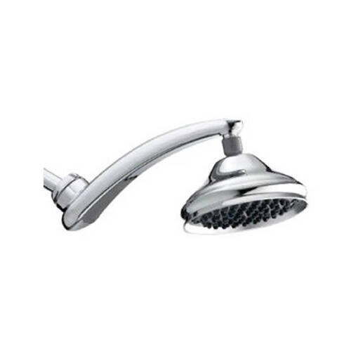 RainFall+ Shower Head, Round, 1.8 gpm, 1 -Spray Function, Chrome, 6 in Dia, 13 in L, 6 in W