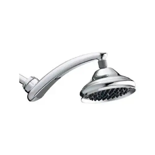 Waterpik RPB-173E RainFall+ Shower Head, Round, 1.8 gpm, 1 -Spray Function, Chrome, 6 in Dia, 13 in L, 6 in W
