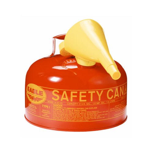 Eagle UI-20-S Red Galvanized Steel Self-Closing 2 gal Safety Can - 9 1/2" Height - 11 1/4" Overall Diameter