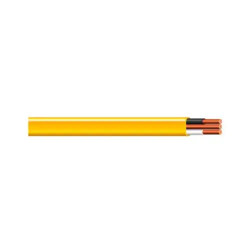 Sheathed Cable, 12 AWG Wire, 2 -Conductor, 1000 ft L, Copper Conductor, PVC Insulation Yellow