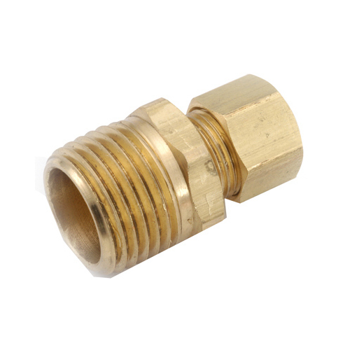 Pipe Connector, 1/4 x 1/8 in, Compression x Male, Brass, 300 psi Pressure - pack of 10