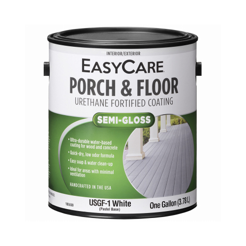 Exterior Porch & Floor Coating, Urethane Fortified, White Pastel Base Semi-Gloss, 1-Gallon