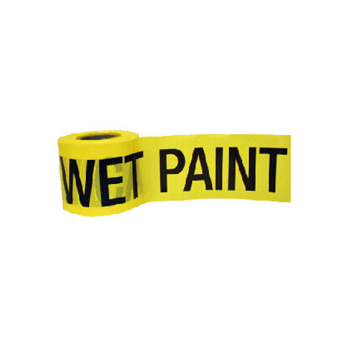 "Wet Paint" Tape, Bright Yellow, Weatherproof,3-In. x 300-Ft.