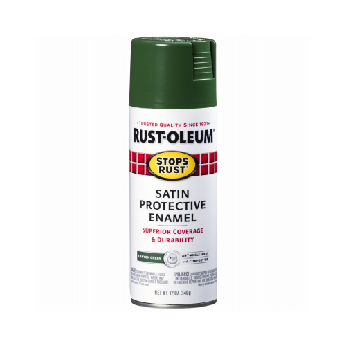 Stops Rust Protective Enamel Spray Paint, Satin Canyon Green, 12-oz.