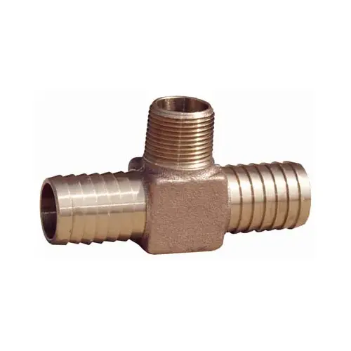 Water Source HT175NL Hydrant Pipe Tee, 1 x 3/4 in, Barb x MNPT, Brass