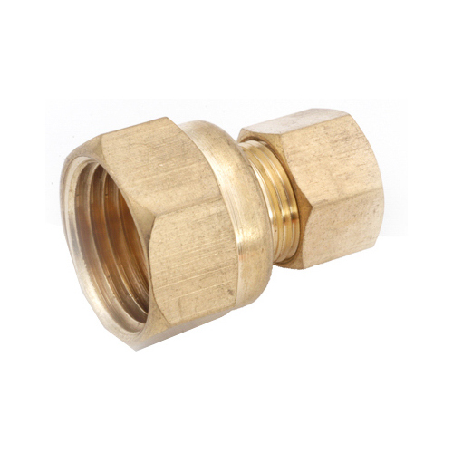 Tubing Coupling, 3/8 x 1/2 in, Compression x FIP, Brass