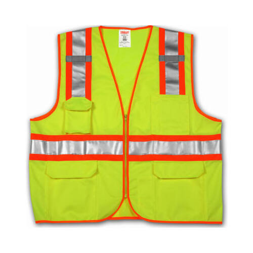Safety Vest, Lime/Yellow Mesh Polyester, L-XL