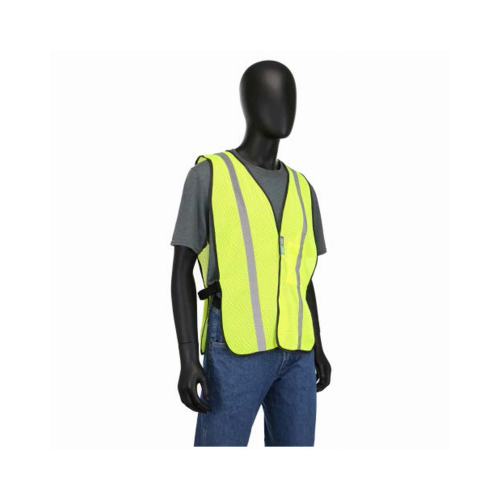 SWX00354 High-Visibility Safety Vest, One-Size, Polyester, Lime Yellow, Hook-and-Loop Closure