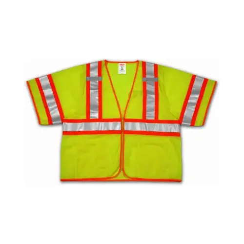 Hi-Viz Vest, ANSI 107 Class III, Lime/Yellow Polyester Mesh, Large/XL