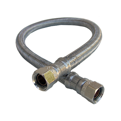 Faucet Connector, Stainless Steel, 3/8 Compression x 3/8 Compression x 16-In.