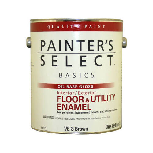 Value Floor & Utility Enamel, Oil-Base, Brown, 1-Gallon