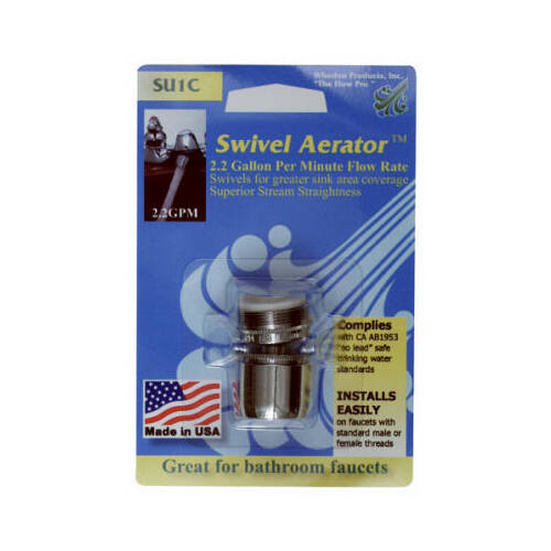 Whedon SU1C Swivel Saver Faucet Aerator, Lead-Free Brass, Dual Threads
