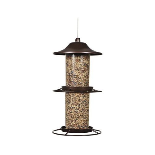 PerkyPet 325S Panorama Bird Feeder, 4.5 lb, PowderCoated Rustic Brown