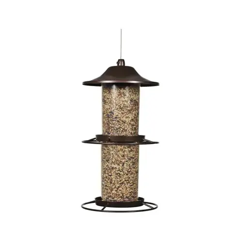 Panorama Bird Feeder, 4.5 lb, Powder-Coated Rustic Brown, Hanging Mounting