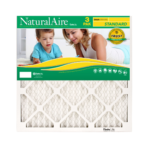 NaturalAire Standard Pleated Air Filter, 90 Days, 16x25x1-In - pack of 3