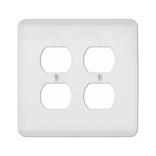 Capric Wall Plate, White Paintable Steel, 2 Duplex