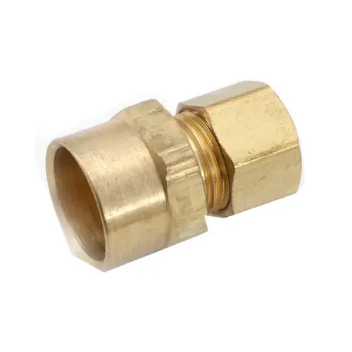 Tube Adapter, 3/8 x 5/8 in, Sweat x Compression, Brass - pack of 5