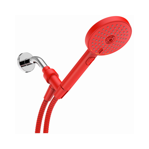 sproos 1102110RE01 3-Spray Handheld Shower Head, Red, 5-In.