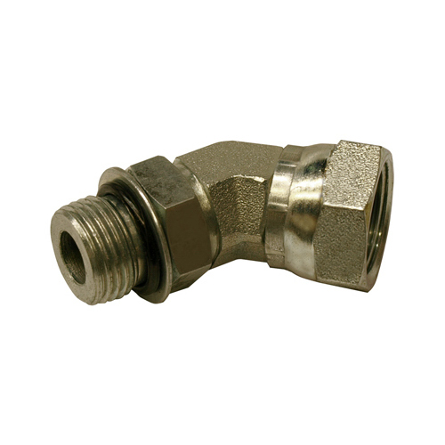 45 Degree Hydraulic Adapter, 1/2-In. Male 0-Ring x 1/2-In. FP Swivel