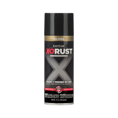 Anti-Rust Enamel Spray Paint & Primer, Black Gloss, 12-oz.