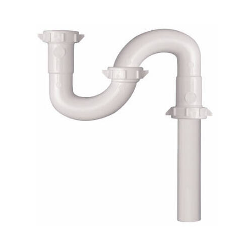 Drain S-Trap, White Plastic, 1-1/4 x 20-1/2-In.