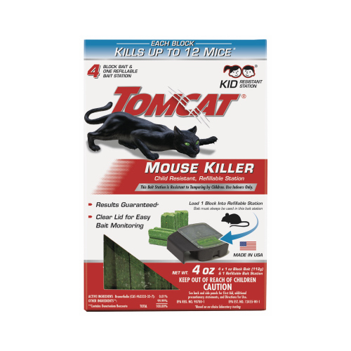 Tomcat 0371110 Mouse Killer Refillable Station, Solid, 4 oz Bag Green