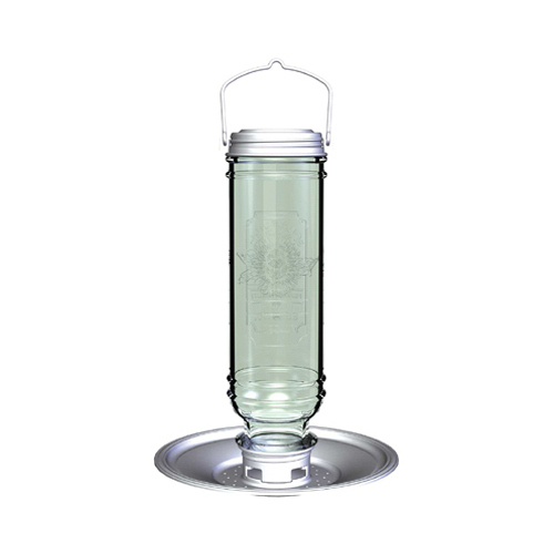 Songbird & Finch Feeder, Vintage, Glass & Pewter, 1.4-Lb. Capacity