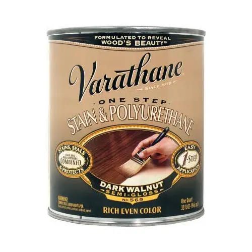 One-Step Stain/Poly Semi-Gloss Dark Walnut Oil-Based Oil Modified Urethane 1 qt Dark Walnut
