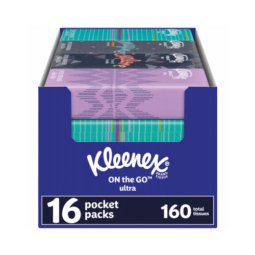 KLEENEX 54181-XCP16 On-the-Go Facial 3-Ply Tissues, Travel Size, 10 Tissues / Pk., 16-Pk. - pack of 16