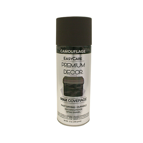 Premium Decor Spray Paint, Camouflage Flat Dark Brown, 12-oz.